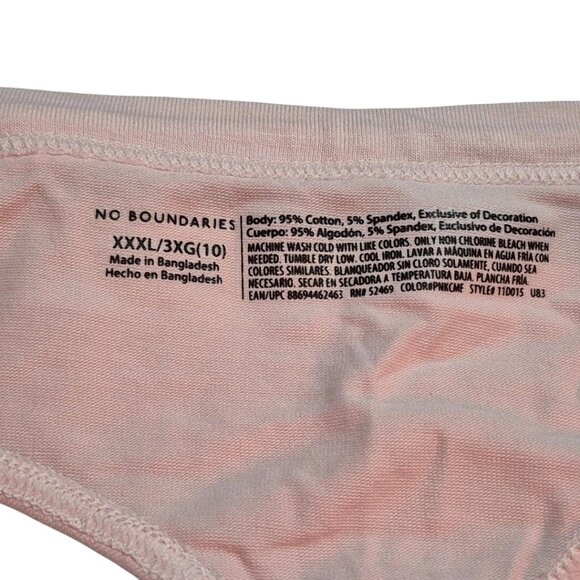 Womens NO BOUNDARIES Plus XXXL/3XG(10) Pink Solid Thong Stretch Underwear NWT - Picture 2 of 9